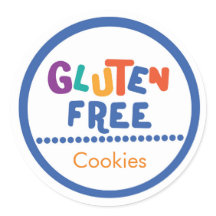 Fun colourful gluten free food label