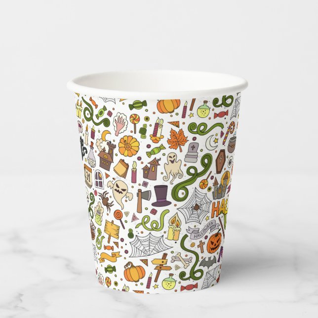 Fun Colourful Halloween Theme Party Paper Cups (Front)