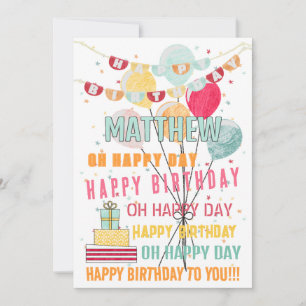 Fun Colourful Happy Birthday Balloons Card