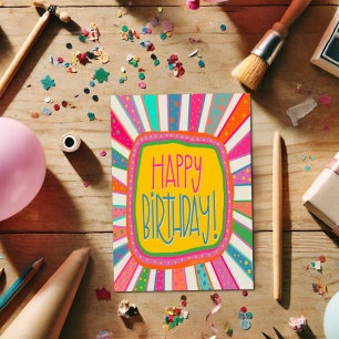 Fun Colourful Happy Birthday Modern Cute Kids Card
