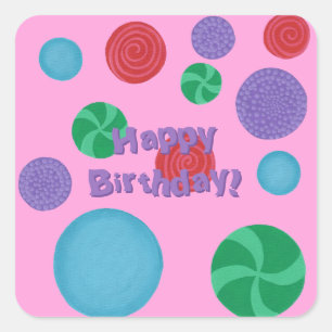 Fun Colourful Happy Birthday Polka Dots Stickers