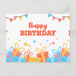 Fun Colourful Happy Birthday Postcard