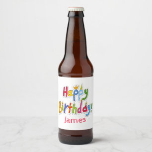 Fun & Colourful Happy Birthday Text – Personalis Beer Bottle Label