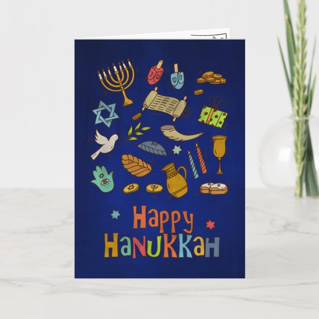 Fun Colourful Happy Hanukkah  Card (Front)