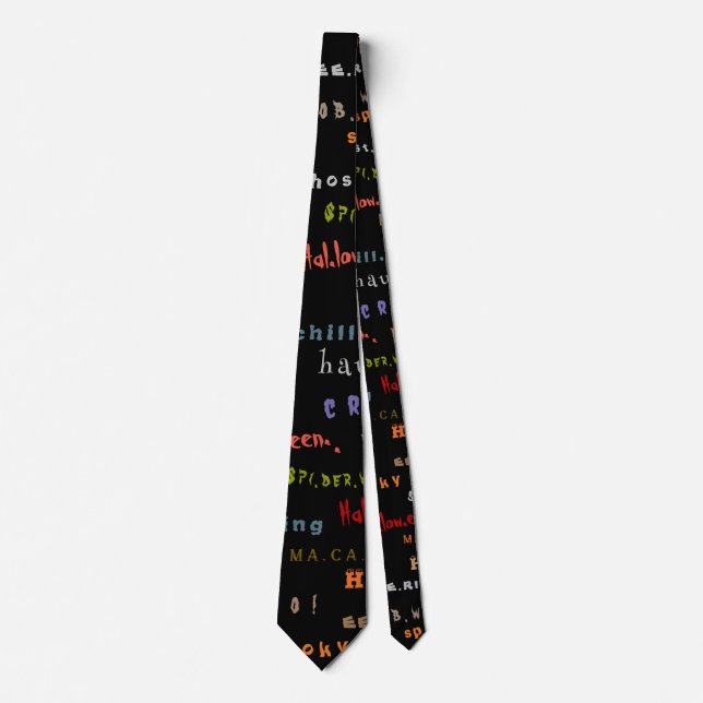 Fun & Colourful Holiday Typography Halloween Spiri Tie (Front)