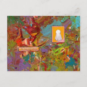 Fun colourful inspirational art glorious ghost postcard