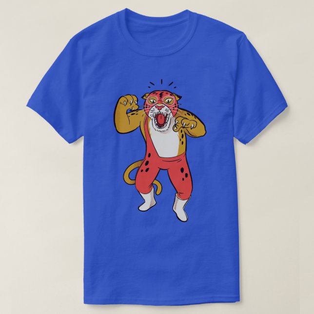 Fun Colourful Jaguar Luchador Wrestler Sketch Draw T-Shirt (Design Front)