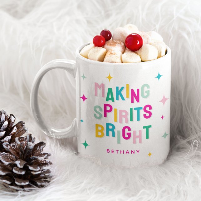 Fun Colourful Making Spirits Bright Christmas  Coffee Mug (Creator Uploaded)