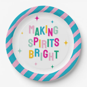 Fun Colourful Making Spirits Bright' Christmas Paper Plate
