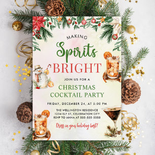 Fun Colourful Making Spirits Bright Christmas Part Invitation