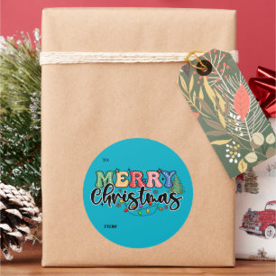 Fun, Colourful, Merry Christmas Add Names Classic Round Sticker