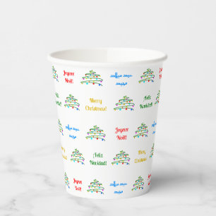 Fun Colourful Merry Christmas & Christmas Tree Paper Cups