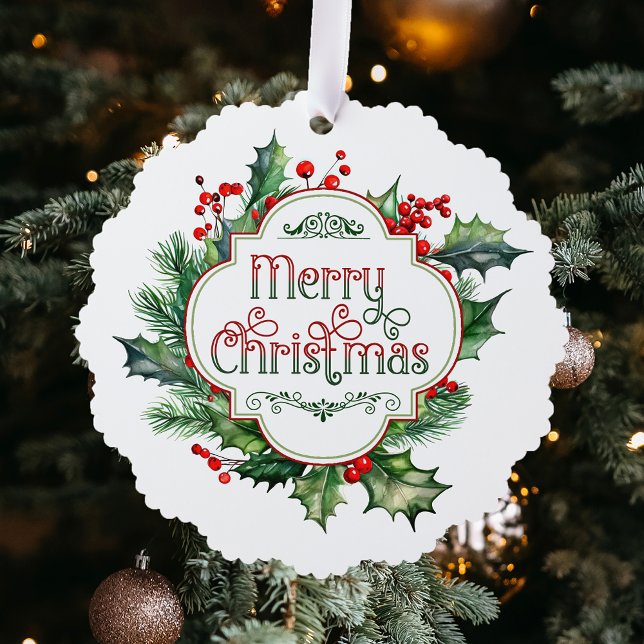 Fun Colourful Merry Christmas Holly Script Tree Decoration Card (Creator Uploaded)