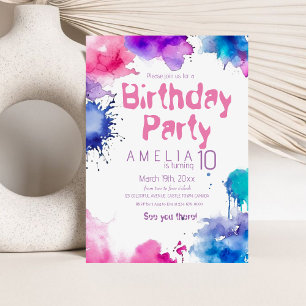Fun Colourful Modern Kids Birthday Party Invitatio Invitation