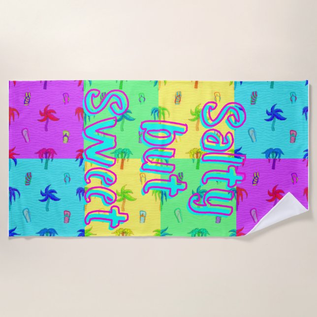 Fun Colourful Modern Summer Beach Towel (Front)