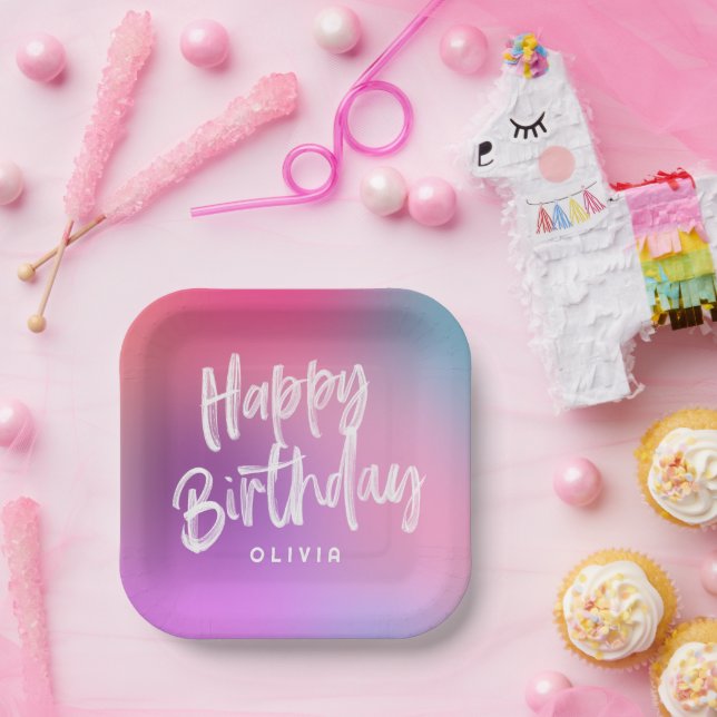 Fun Colourful Modern Sweet Sixteen Birthday Party Paper Plate (Party)