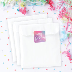 Fun Colourful Modern Sweet Sixteen Birthday Party Square Sticker