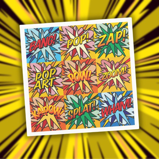 Fun Colourful Modern Typographic Comic Book Napkin (Fun Colorful Modern Typographic Comic Book Napkins)