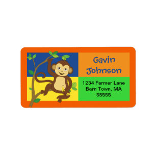 Fun Colourful Monkey Address Label