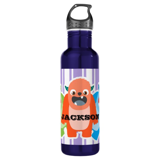 Fun Colourful Monsters Personalised Kids 710 Ml Water Bottle (Front)