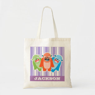 Fun Colourful Monsters Personalised Kids Tote Bag