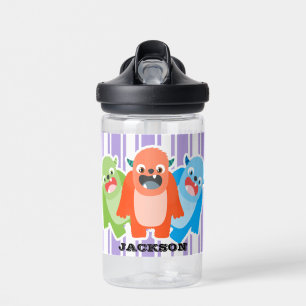 Fun Colourful Monsters Personalised Kids Water Bottle