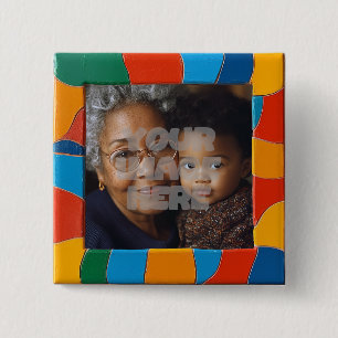 Fun Colourful Mosaic Border Pattern for Your Photo 15 Cm Square Badge