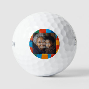 Fun Colourful Mosaic Border Pattern for Your Photo Golf Balls