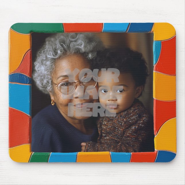 Fun Colourful Mosaic Border Pattern for Your Photo Mouse Mat (Front)
