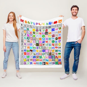 Fun Colourful Multiplication Table Fleece Blanket