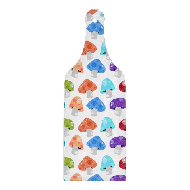 Fun Colourful Mushrooms Glass Cutting Board (Front)