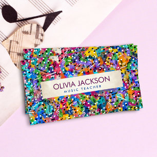 Fun Colourful Music Notes pattern  Business Card