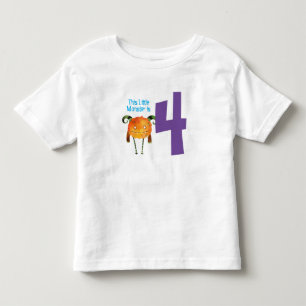 Fun colourful My Little Monster is  four  Toddler T-Shirt