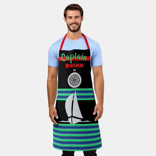 Fun Colourful Nautical Themed Apron (Worn)