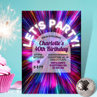 Fun Colourful Neon Glowing 80s Retro Birthday
