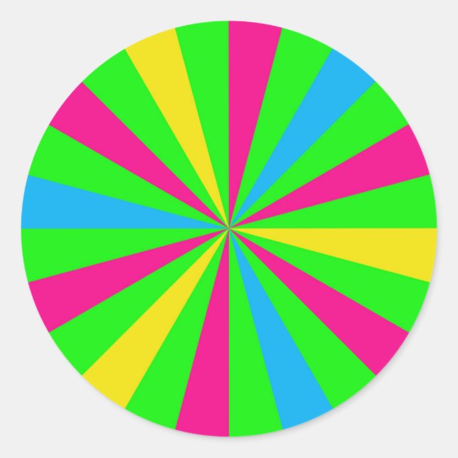 Fun Colourful Neon Sunburst Sticker (Front)