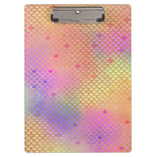 Fun Colourful Ombre Pastel Mermaid Pattern Clipboard
