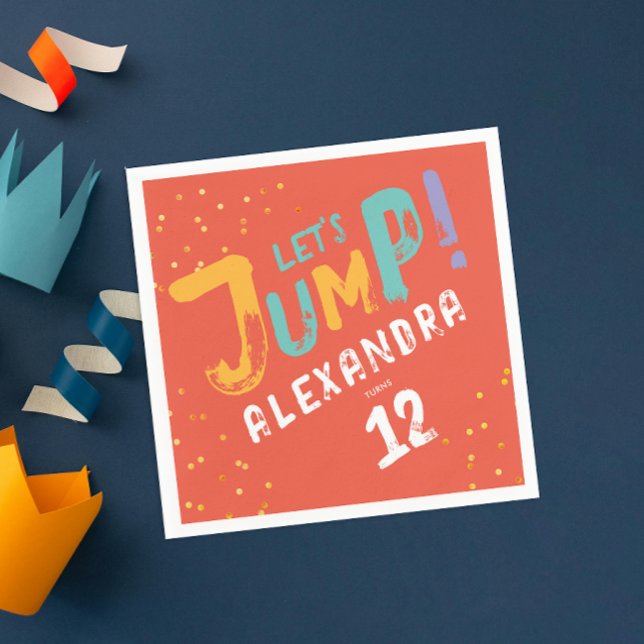 Fun Colourful Orange Red Jump Modern Typography Napkin (Creator Uploaded)