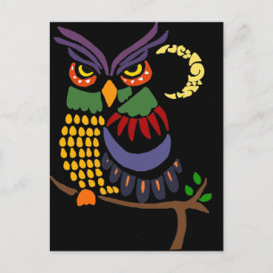 Fun Colourful Owl Abstract Art Postcard