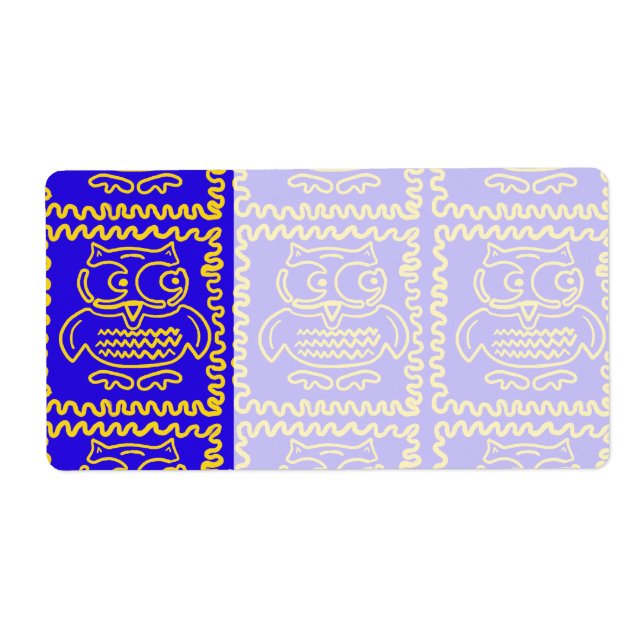 Fun Colourful Owls Blue Yellow ZigZag Pattern (Front)