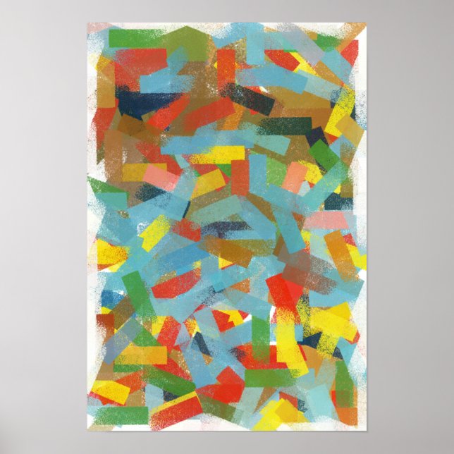 Fun Colourful Paint Daub Rectangles Abstract art Poster (Front)