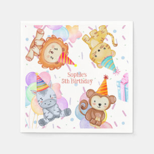 Fun Colourful Party Animals Safari Birthday Napkin