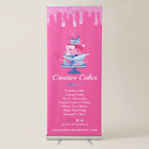 Fun Colourful Pastry Cakes Bakery & Tools Pink Dri Retractable Banner