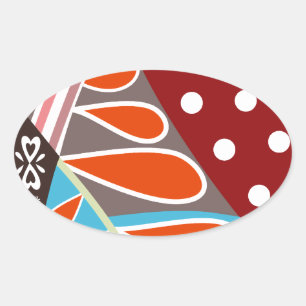 Fun Colourful Pattern Oval Sticker