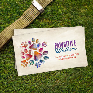 Fun Colourful Paw Prints Business Card