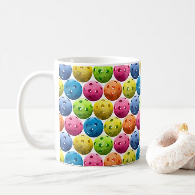Fun Colourful Pickleball Coffee Mug (With Donut)
