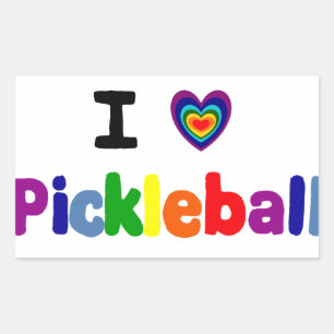 Fun Colourful Pickleball Letters Art Rectangular Sticker