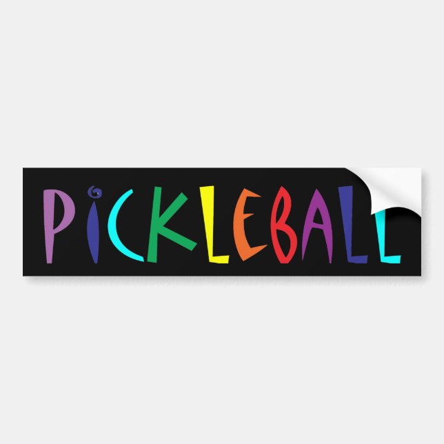 Fun Colourful Pickleball Letters Design Bumper Sticker (Front)