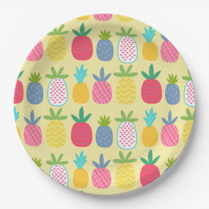 Fun Colourful Pineapple patterned Paper Plate