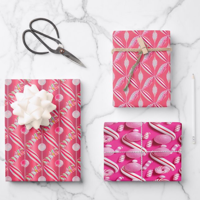 Fun Colourful Pink Candy Theme  Wrapping Paper Sheet (Front)